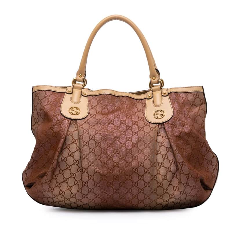 Gucci GG Lurex Scarlett Tote Brown Canvas Good condition - Front View