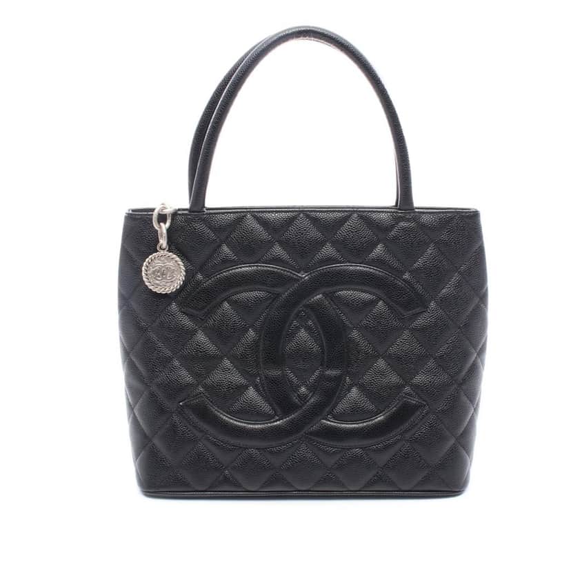 Chanel Caviar Medallion Tote Black Leather Good condition - Front View