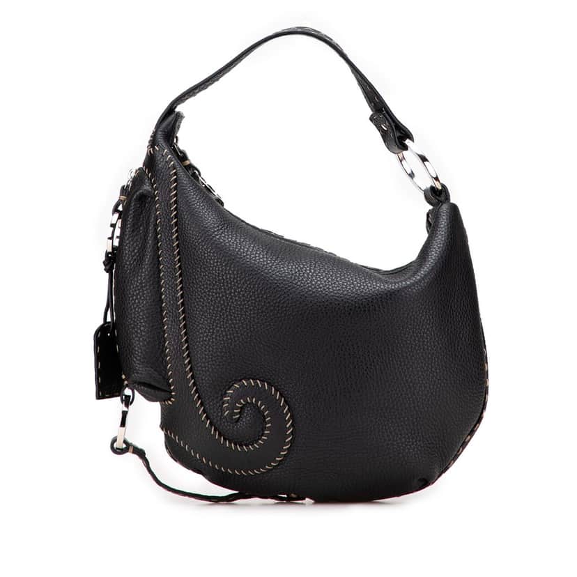Fendi Leather Selleria Oyster Hobo Black Leather Good condition - Front View