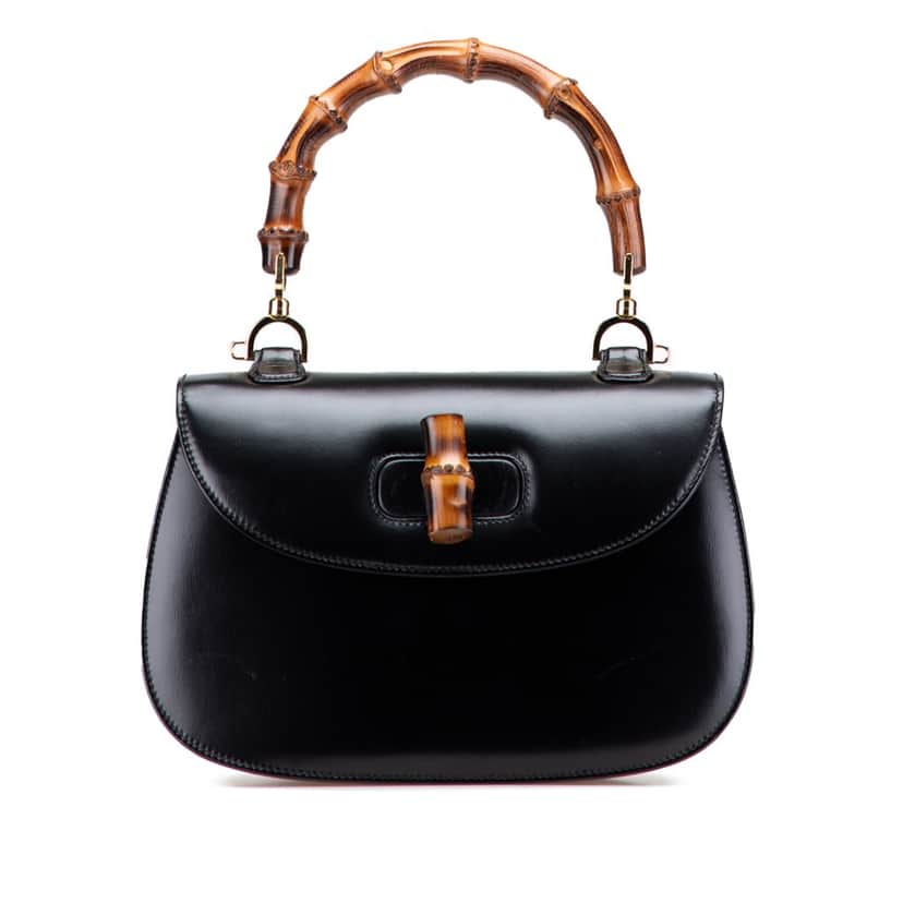 Gucci Calfskin Bamboo Night Black Leather Good condition - Front View