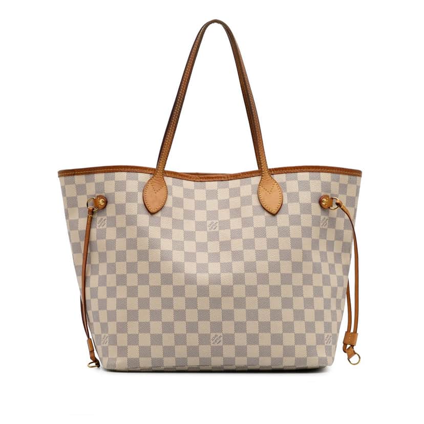 Louis Vuitton Damier Azur Neverfull MM White Canvas Good condition - Front View
