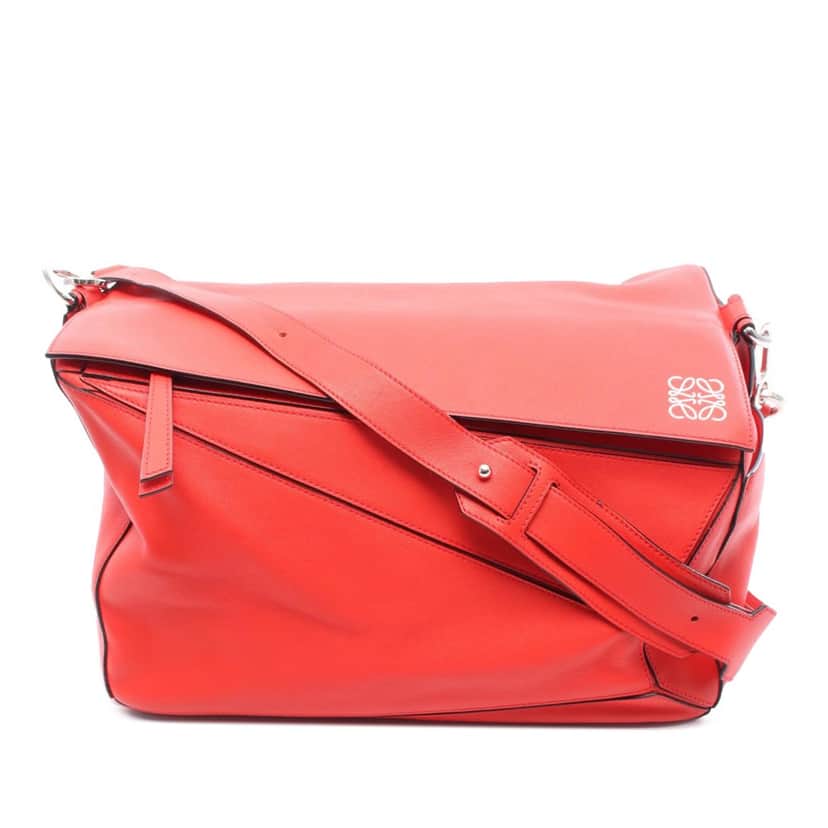 Loewe Large Calfskin Puzzle Satchel Red Leather Good condition - Front View