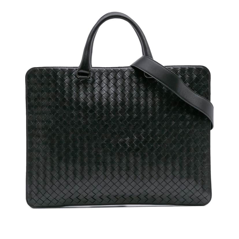 Bottega Veneta Nappa Intrecciato Business Bag Black Leather Good condition - Front View