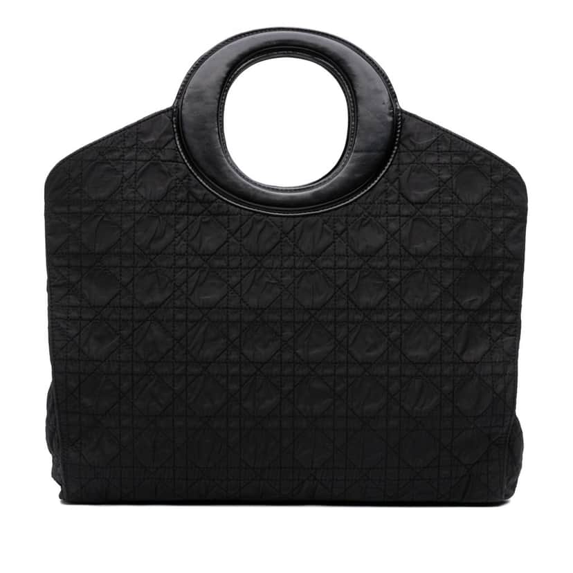 Dior Nylon Cannage Top Handle Tote Black Good condition - Front View