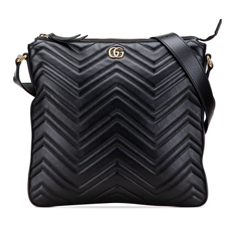 Gucci GG Marmont Matelasse Leather Crossbody Black Leather Good condition - Front View