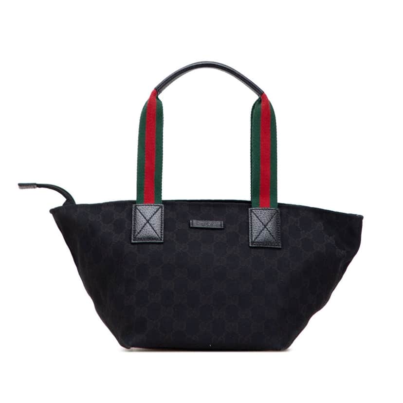 Gucci GG Canvas Web Handbag Black Canvas Good condition - Front View