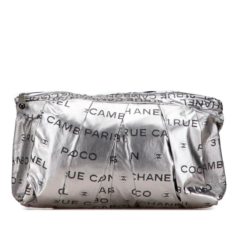 Chanel Coated Canvas Unlimited Clutch Silver Canvas Good condition - Front View