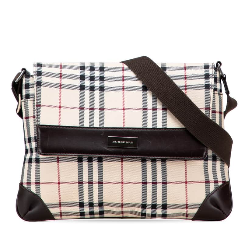 Burberry House Check Canvas Flap Crossbody Brown Canvas Good condition - Front View