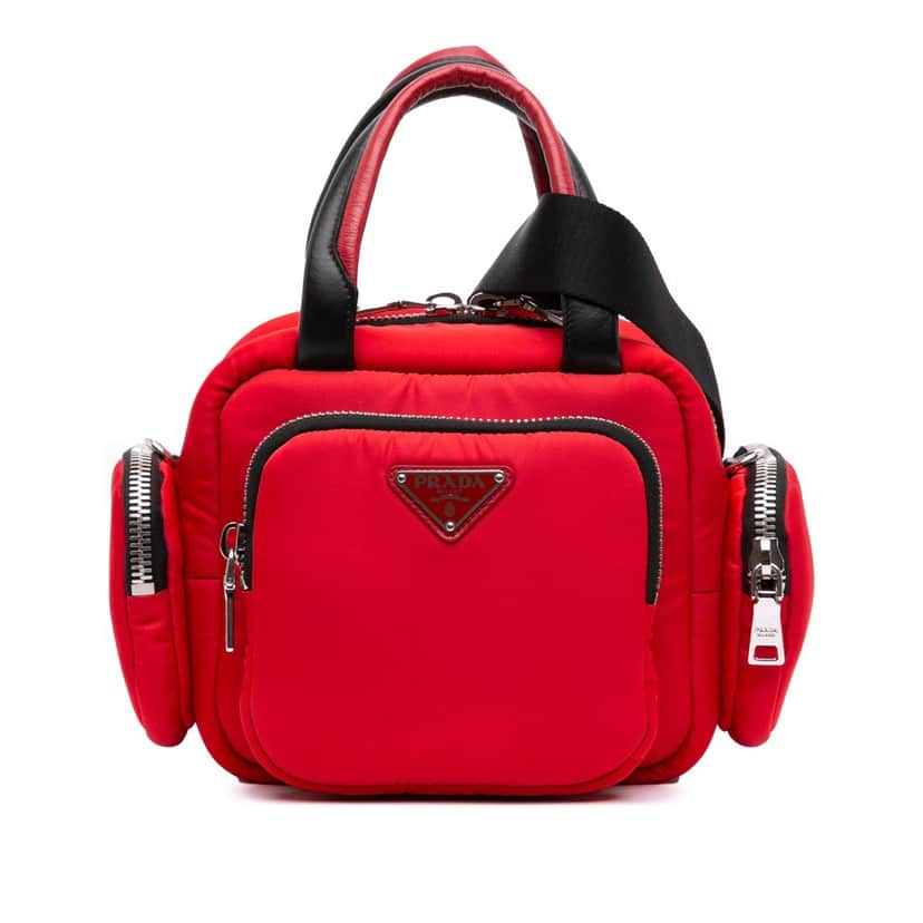 Prada Tessuto Pocket Top Handle Cargo Bag Red Good condition - Front View