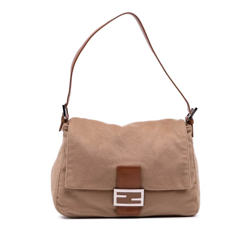 Fendi Cashmere Mamma Baguette Brown Wool Good condition - Front View