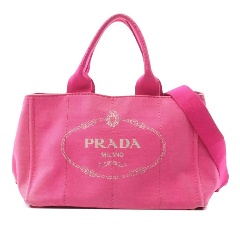Prada Canvas Canapa Logo Satchel Pink Canvas Good condition - Front View