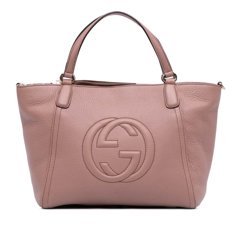 Gucci Small Pebbled Leather Soho Cellarius Satchel Pink Leather Good condition - Front View