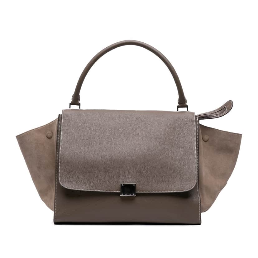 Celine Large Leather Trapeze Satchel Brown Leather Good condition - Front View