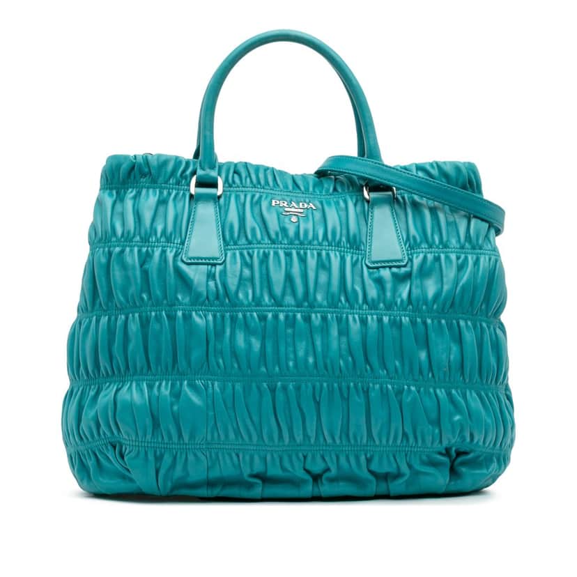 Prada Nappa Gaufre Satchel Blue Leather Good condition - Front View