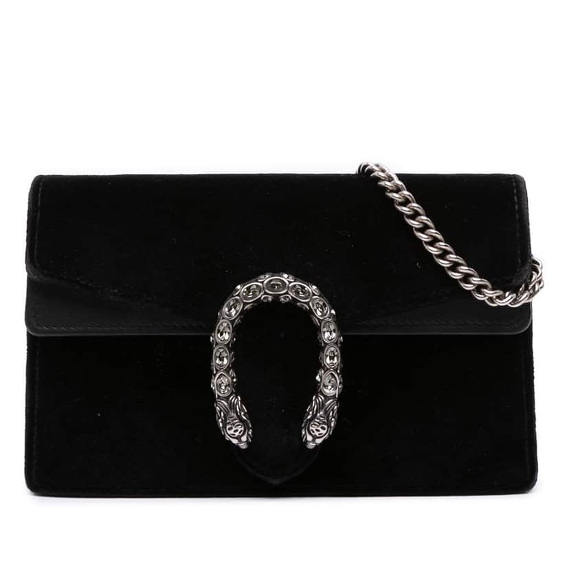 Gucci Super Mini Velvet Dionysus Crossbody Black Velvet Good condition - Front View