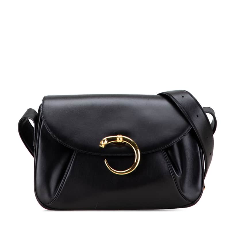 Cartier Leather Panthere Crossbody Black Leather Good condition - Front View