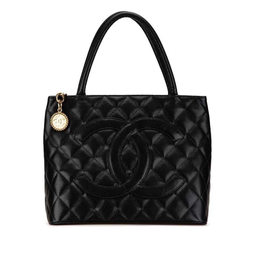 Chanel Caviar Medallion Tote Black Leather Good condition - Front View