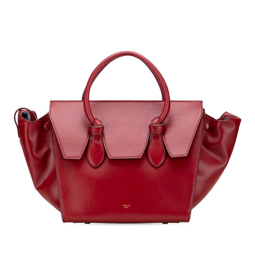 Celine Small Leather Tie Tote Red Leather Good condition - Front View