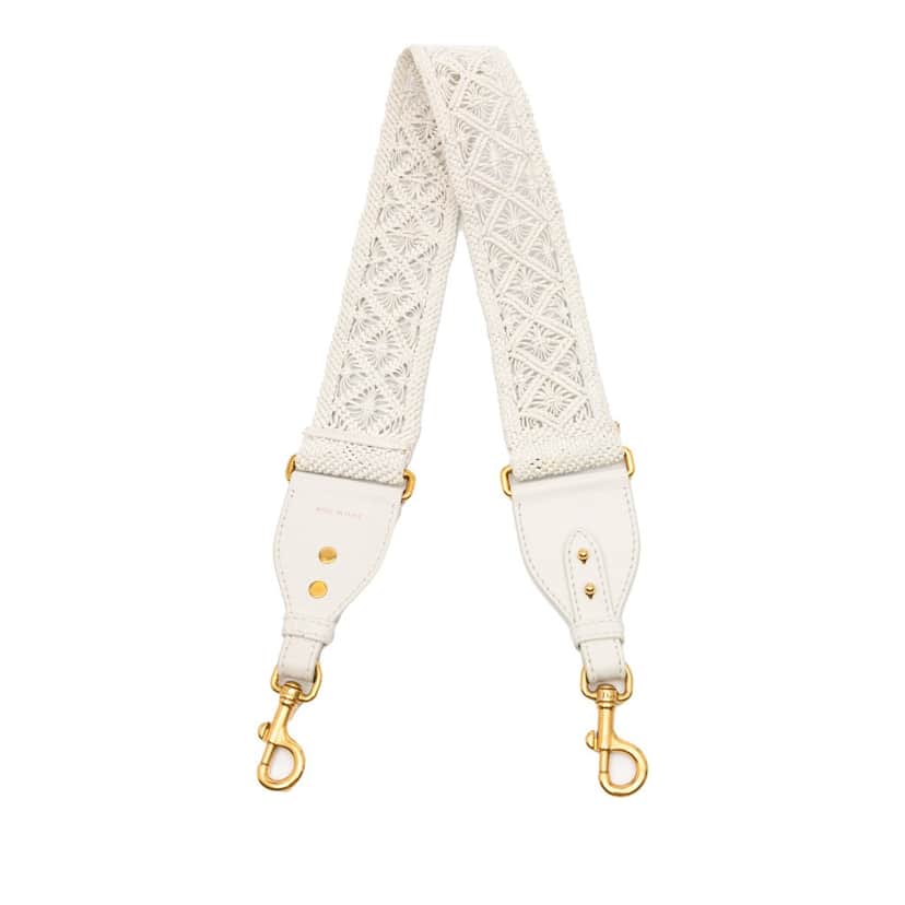 Dior Calfskin Macrame Shoulder Strap White Leather Very good condition - Front View