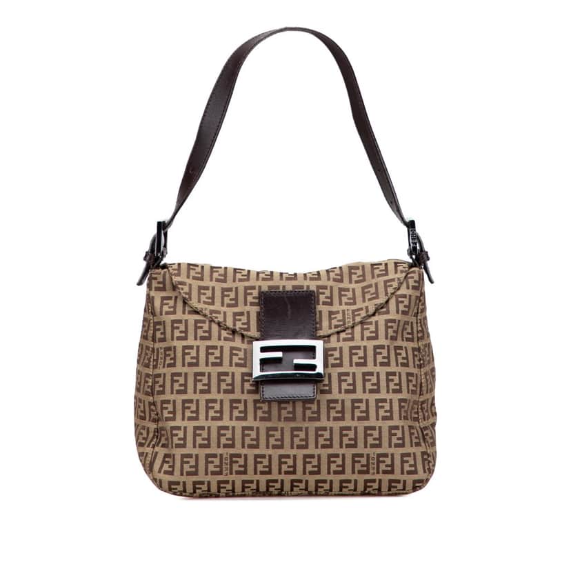 Fendi Zucchino Canvas Double Flap Mamma Brown Canvas Good condition - Front View