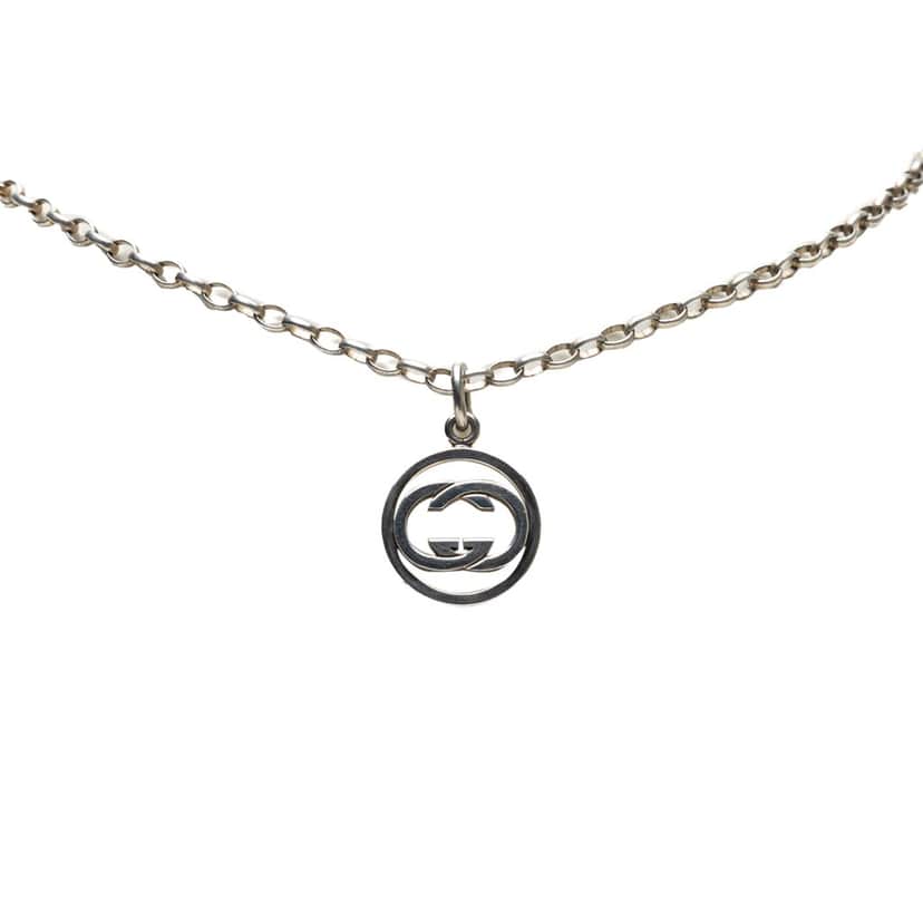 Gucci Sterling Silver Interlocking G Pendant Necklace Silver Silver Good condition - Front View