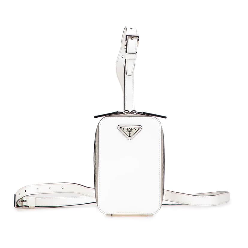 Prada Saffiano Harness Crossbody Pouch White Leather Very good condition - Front View