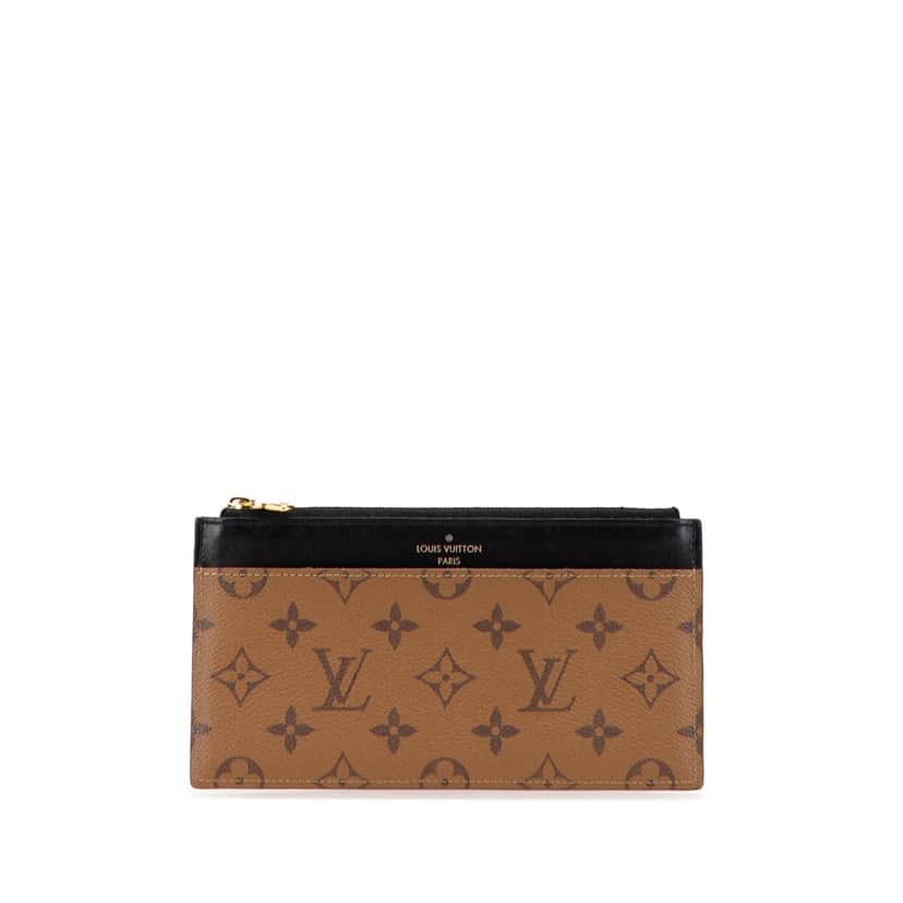 Louis Vuitton Monogram Reverse Slim Purse Brown Canvas Good condition - Front View