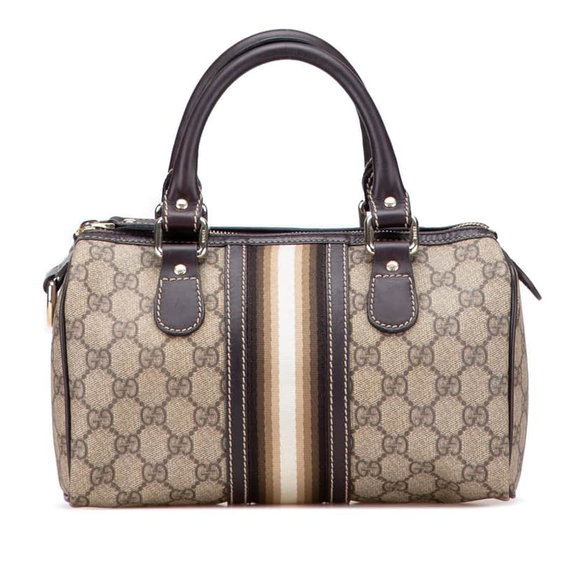 Gucci Mini GG Supreme Joy Web Boston Bag Brown Canvas Good condition - Front View