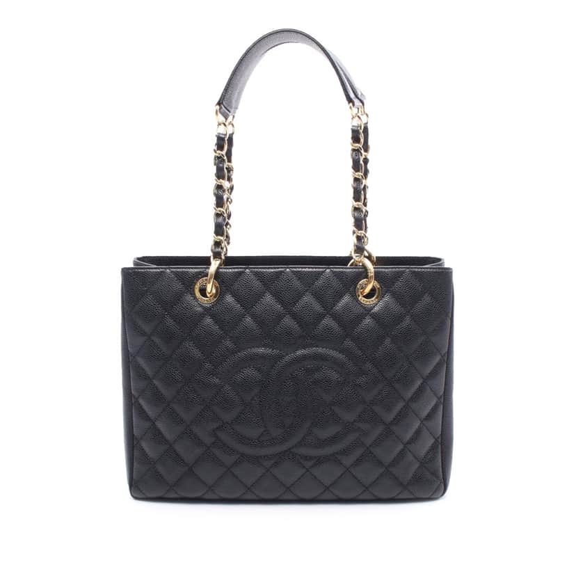 Chanel Caviar Grand Shopping Tote Black Leather Good condition - Front View