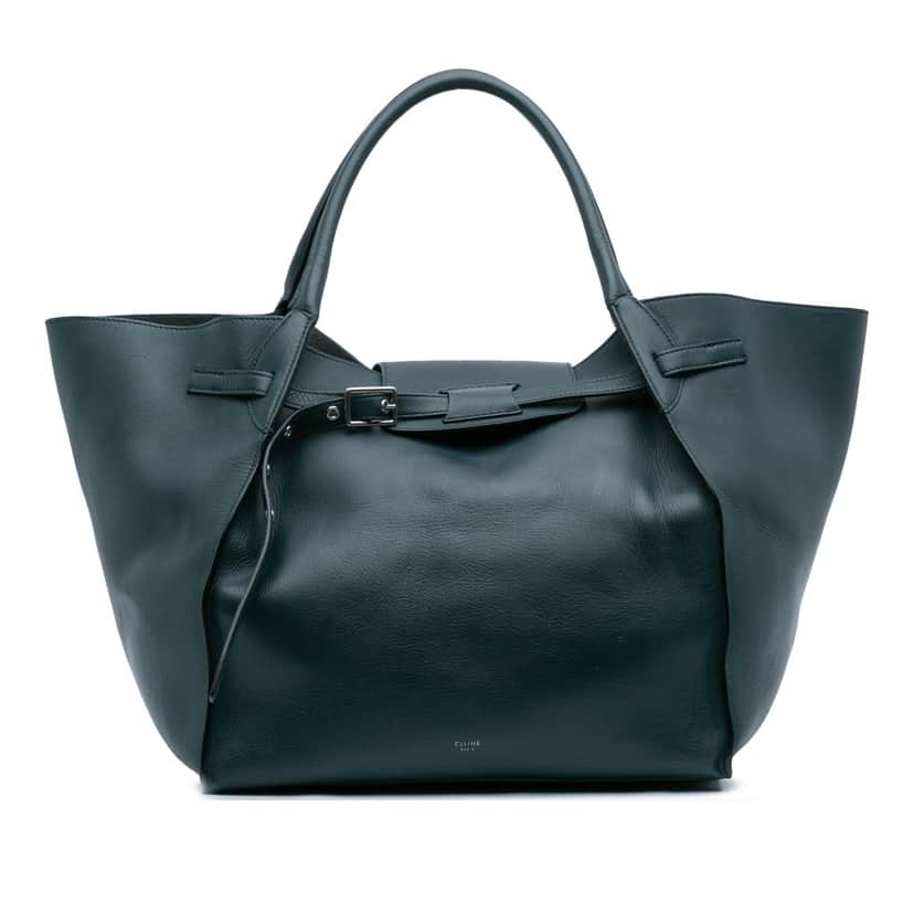 Celine Medium Supple Grained Calfskin Big Bag Tote Green Leather Good condition - Front View