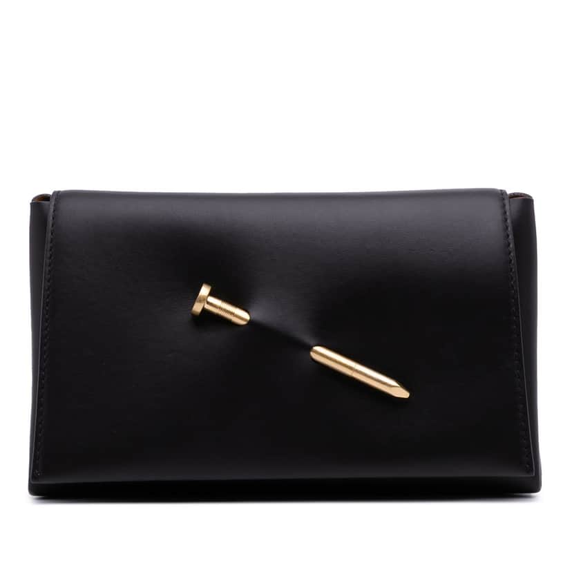 Off-white Leather Nail Clutch Black Leather Good condition - Front View