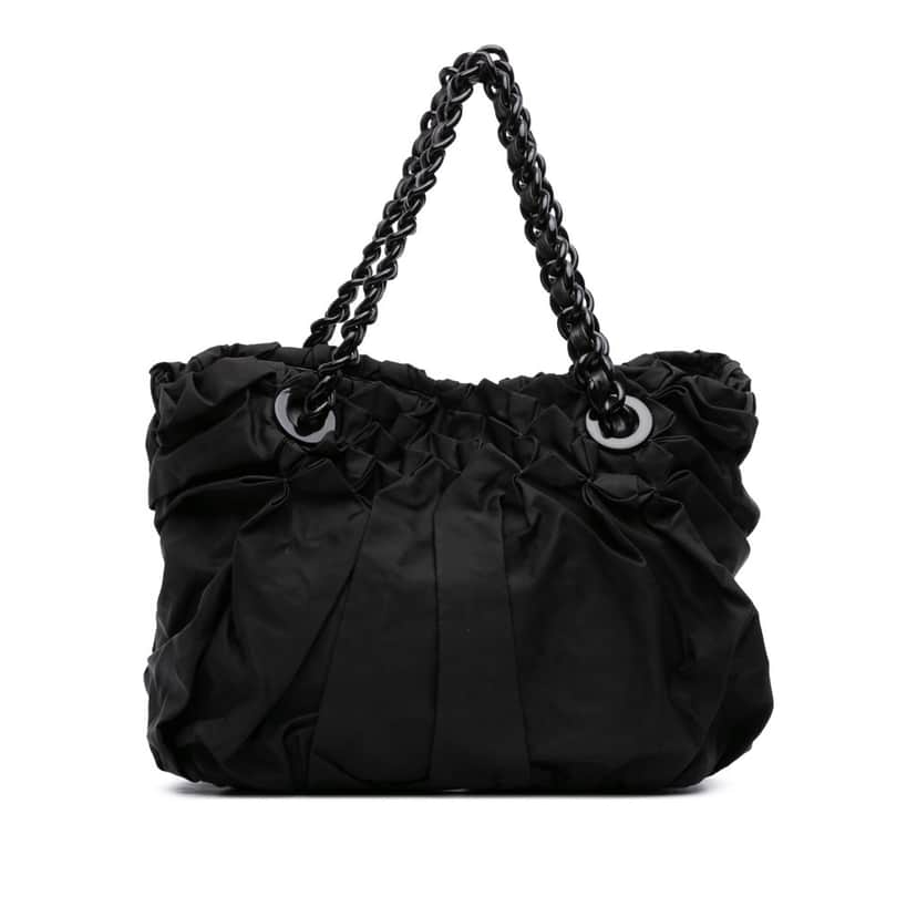 Prada Tessuto Origami Pleated Tote Black Good condition - Front View