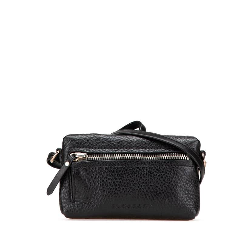 Burberry Mini Grainy Calfskin Rossett Crossbody Black Leather Good condition - Front View