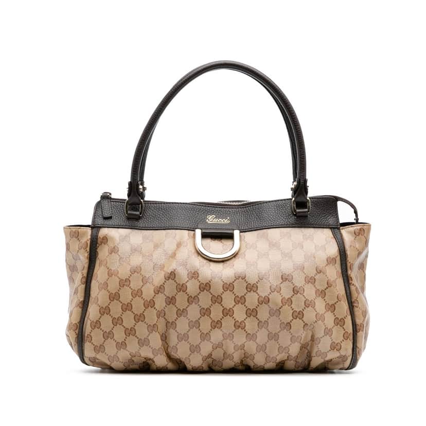 Gucci GG Crystal Abbey D Ring Tote Brown Canvas Good condition - Front View