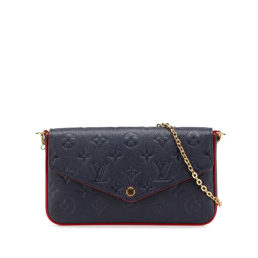 Louis Vuitton Monogram Empreinte Pochette Felicie Blue Leather Good condition - Front View