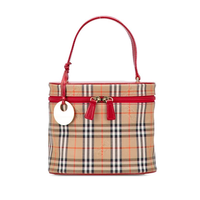 Burberry Haymarket Check Canvas Vanity Bag Brown Canvas Good condition - Front View