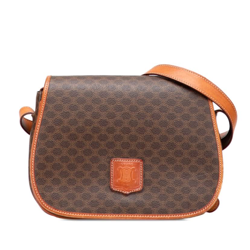 Celine Macadam Coated Canvas Crossbody Brown Canvas Good condition - Front View