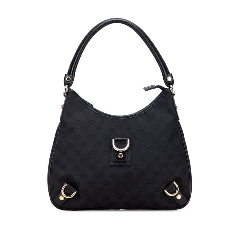 Gucci GG Canvas Abbey D Ring Shoulder Bag Black Canvas Good condition - Front View