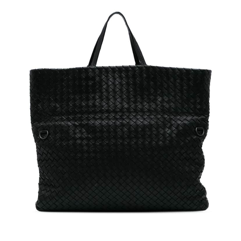 Bottega Veneta Nappa Intrecciato Fold Over Satchel Black Leather Good condition - Front View