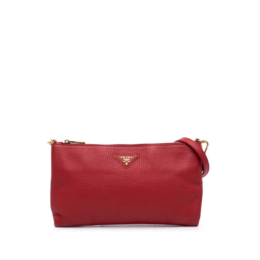 Prada Vitello Daino Crossbody Red Leather Good condition - Front View
