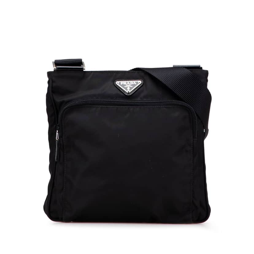 Prada Tessuto Zip Top Crossbody Black Good condition - Front View