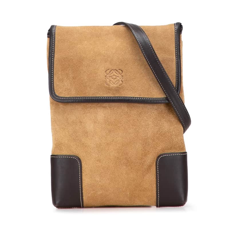 Loewe Suede Anagram Crossbody Brown Leather Good condition - Front View