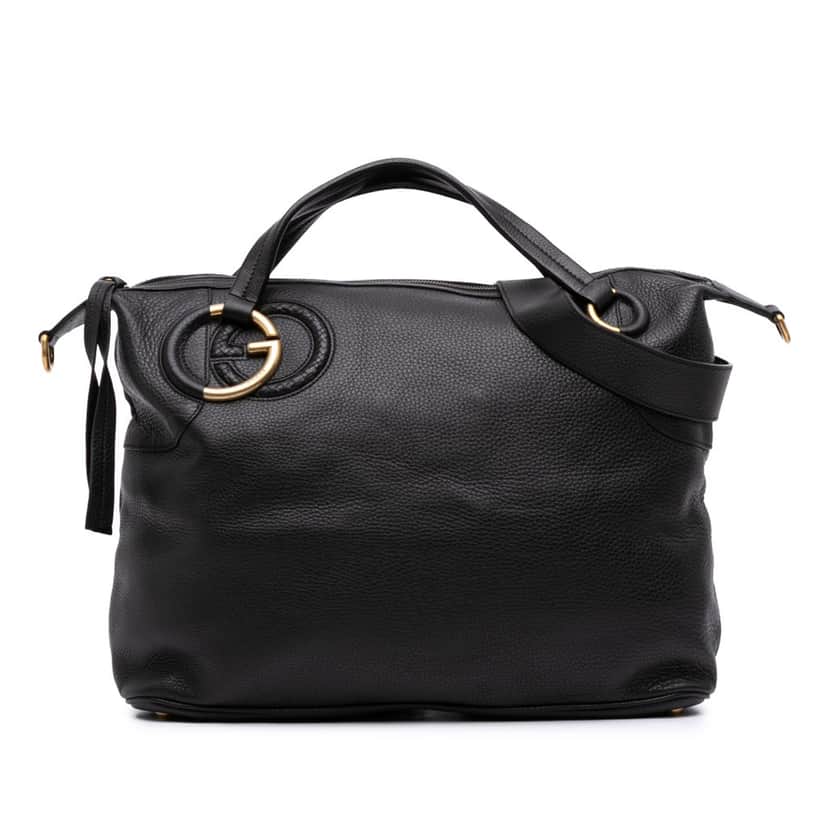 Gucci Leather Twill Satchel Black Leather Good condition - Front View