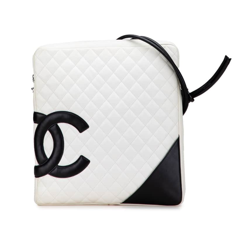 Chanel Maxi Lambskin Cambon Ligne Crossbody White Leather Good condition - Front View