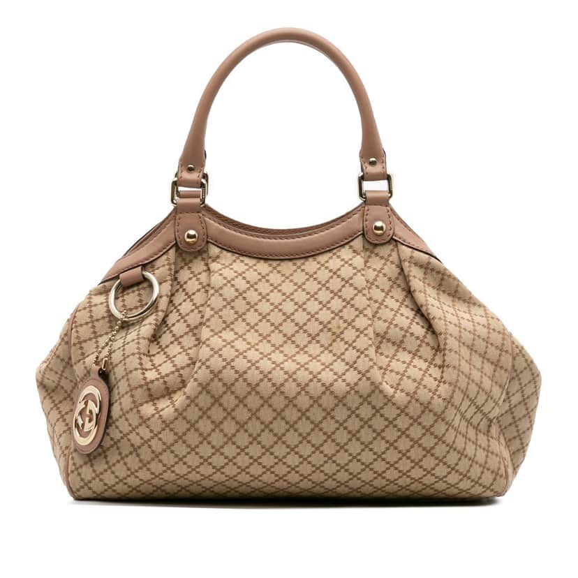 Gucci Medium Diamante Canvas Sukey Tote Brown Canvas Good condition - Front View