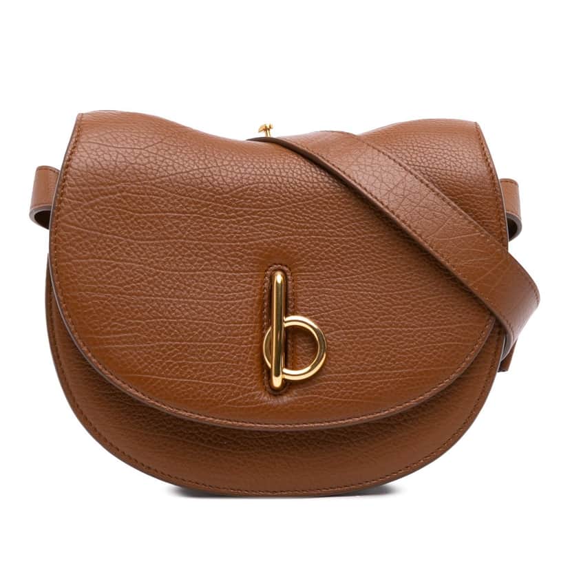 Burberry Small Grained Calfskin Rocking Horse Crossbody Brown Leather Good condition - Front View
