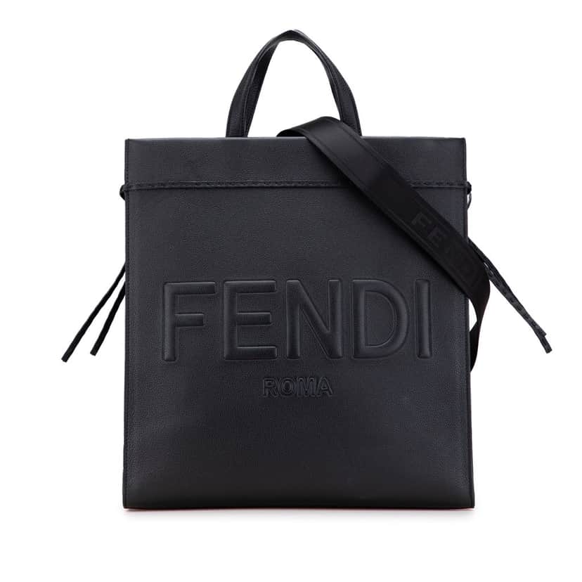 Fendi Medium Leather Roma Go To Shopper Satchel Black Leather Good condition - Front View