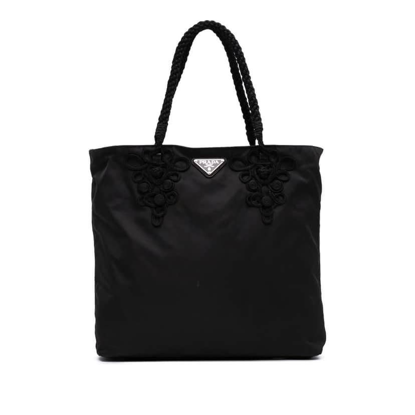 Prada Tessuto Braided Tote Black Good condition - Front View