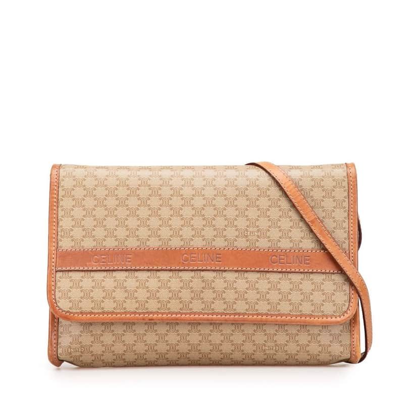 Celine Macadam Coated Canvas Crossbody Brown Canvas Good condition - Front View