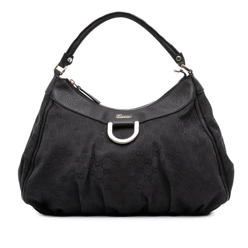 Gucci Large GG Canvas Abbey D Ring Shoulder Bag Black Canvas Good condition - Front View